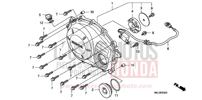 PANNEAU CARTER-MOTEUR D. de CBF1000F ABS QUASAR SILVER METALLIC (NHA48) de 2010